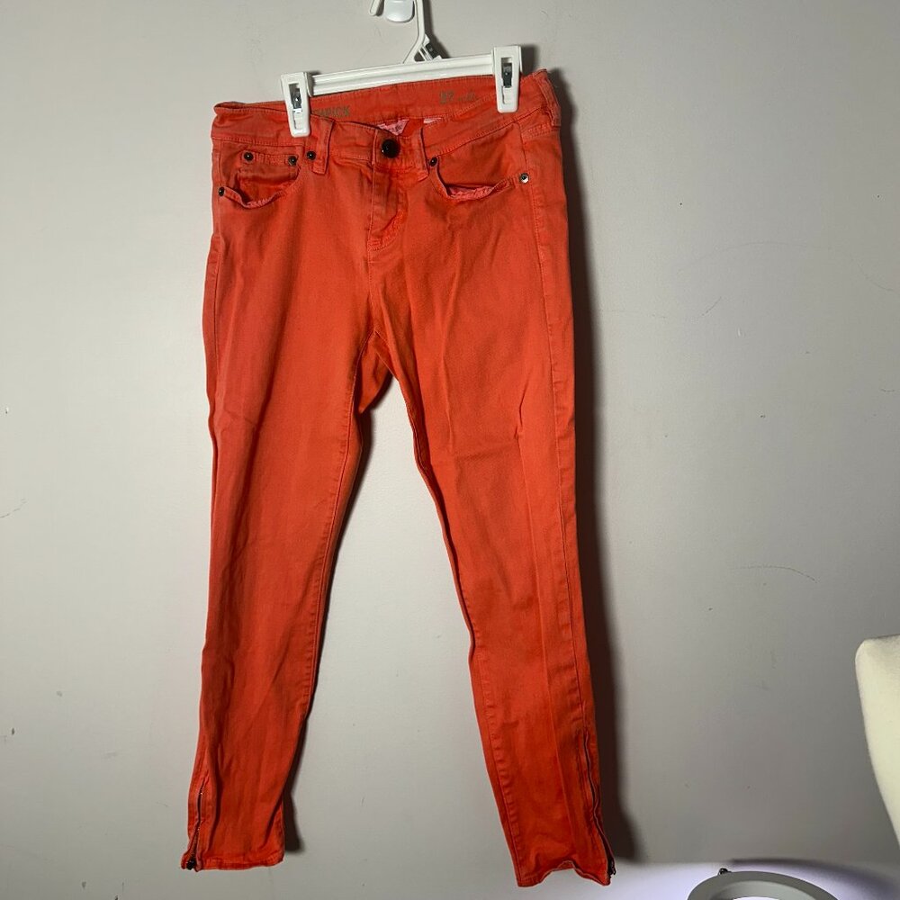 EUC Womens Juniors J Crew Melon Orange Denim Jean Pants 27 Ankle - Picture 1 of 2